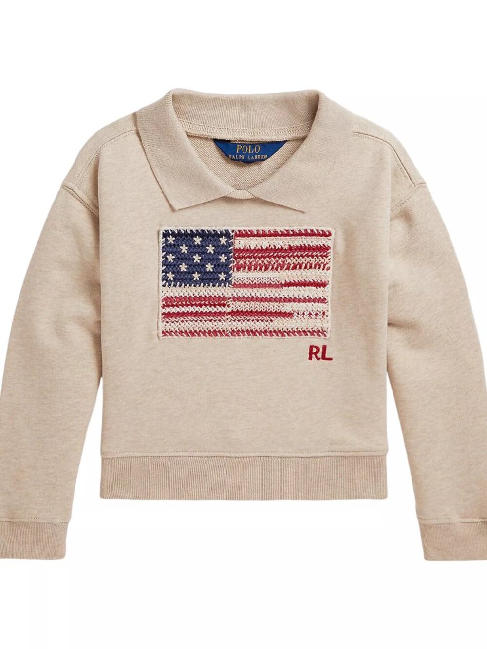 Polo Ralph Lauren Girls' Flag Terry Long-Sleeve Collared Sweatshirt NWT